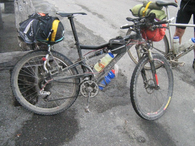 My bike outside the Black Ball Hilton on Kiwi Brevet.